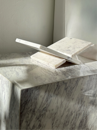 WHITE MARBLE BOOKSTAND