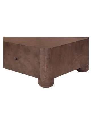 DARK BROWN BURL COFFEE TABLE