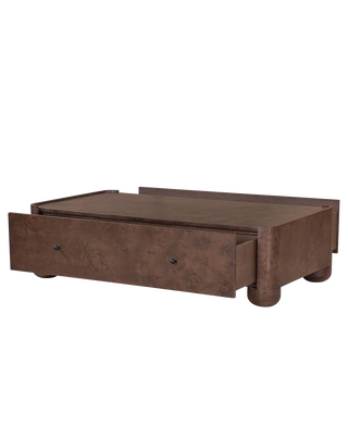DARK BROWN BURL COFFEE TABLE
