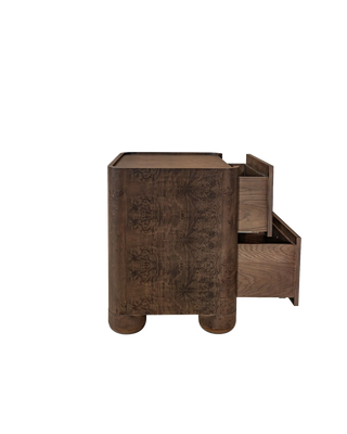 DARK BROWN BURL NIGHTSTAND