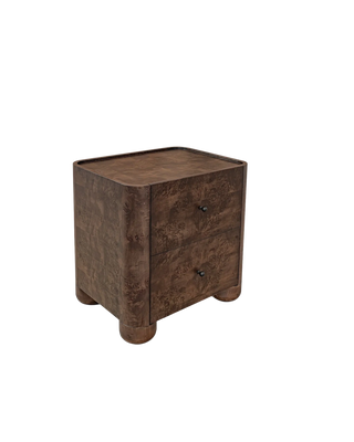 DARK BROWN BURL NIGHTSTAND
