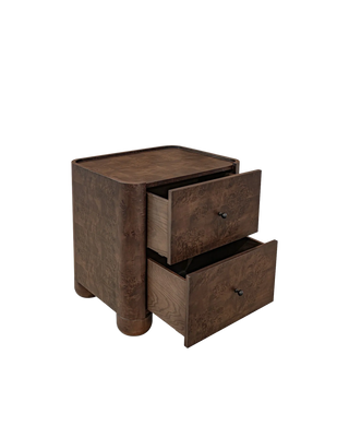 DARK BROWN BURL NIGHTSTAND