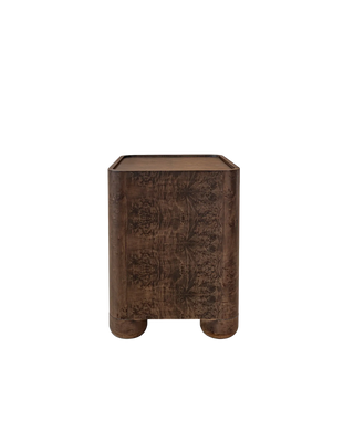 DARK BROWN BURL NIGHTSTAND