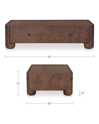 DARK BROWN BURL COFFEE TABLE