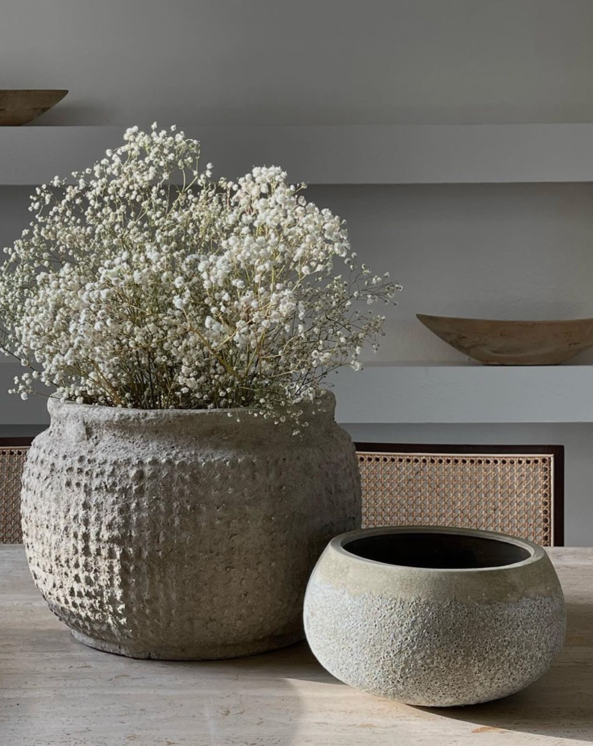 white textured plant pot TEXTURED STONE PLANTER – Off-White Palette