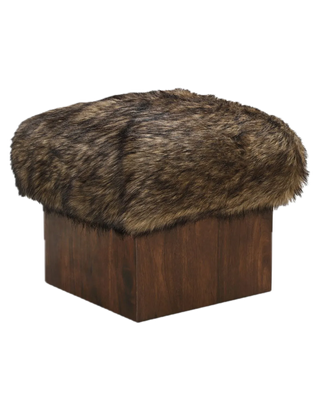 SERGE FAUX FUR BROWN OTTOMAN