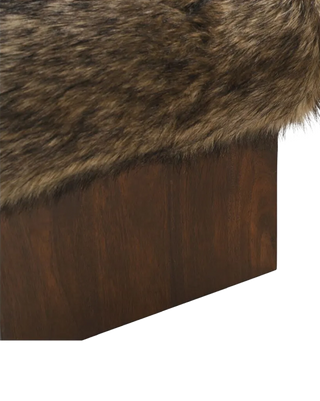 SERGE FAUX FUR BROWN OTTOMAN