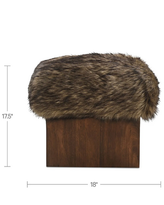 SERGE FAUX FUR BROWN OTTOMAN