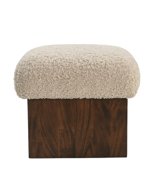 FAUX SHEARLING CREAM OTTOMAN