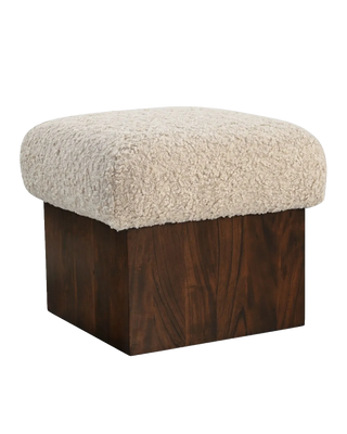 FAUX SHEARLING CREAM OTTOMAN