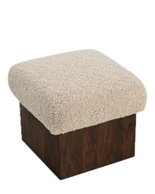 FAUX SHEARLING CREAM OTTOMAN