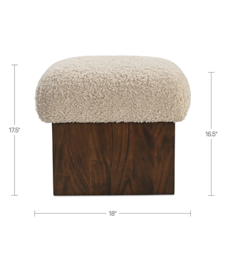 FAUX SHEARLING CREAM OTTOMAN