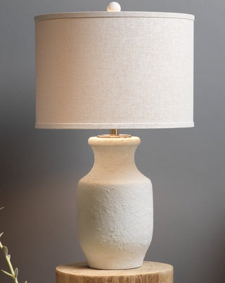 WHITE PLASTER TABLE LAMP